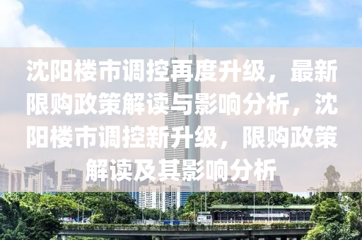 沈阳楼市调控再度升级，最新限购政策解读与影响分析，沈阳楼市调控新升级，限购政策解读及其影响分析中山市多米克自动化设备有限公司