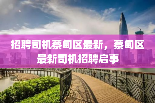 招聘司机蔡甸区最新，蔡甸区最新司机招聘启事中山市多米克自动化设备有限公司