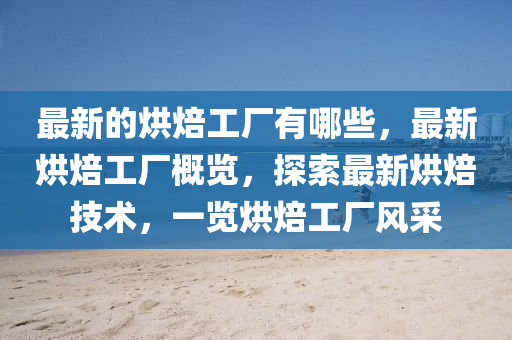 最新的烘焙工厂有哪些，最新烘焙工厂概览，探索最新烘焙技术中山市多米克自动化设备有限公司，一览烘焙工厂风采