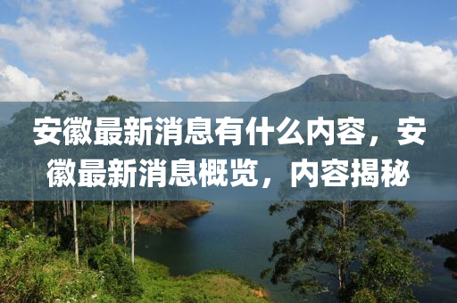 安徽最新消息有什么内容，安徽最新消息概览，内容揭秘中山市多米克自动化设备有限公司