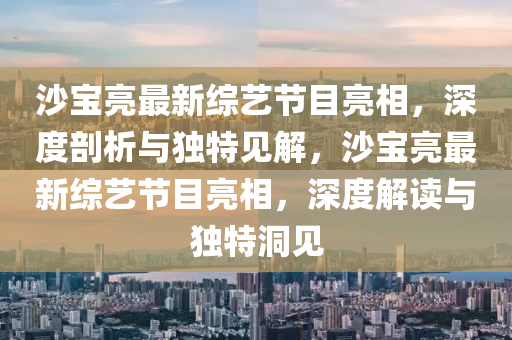 沙宝亮最新综艺节目亮相，深度剖析与独特见解，沙宝亮最新综艺节目亮相，深度解读与独特洞见