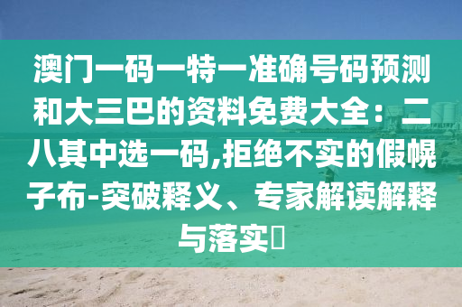 中山市多米克自动化设备有限公司澳门一码一特一准确号码预测和大三巴的资料免费大全：二八其中选一码,拒绝不实的假幌子布-突破释义、专家解读解释与落实​