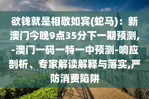 欲钱就是相敬如宾(蛇马)：新澳门今晚9点35分下一期预测,-澳门一码一特一中预测-响应剖析、专家解读解释与落实,严防消费陷阱