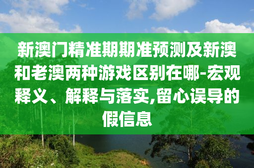 新澳门精准期期准预测及新澳和老澳两种游戏区别在哪-宏观释义、解释与落实,留心误导的假信息