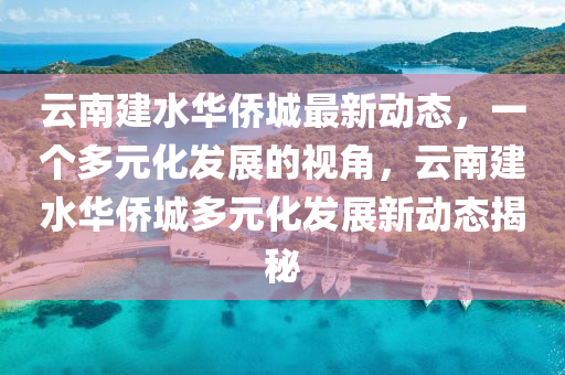 云南建水华侨城最新动态，一个多元化发展的视角，云南建水华中山市多米克自动化设备有限公司侨城多元化发展新动态揭秘