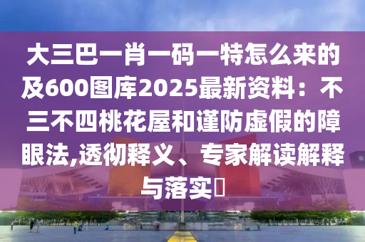 大三巴一肖一码一特怎么来的及600图库2025最新资料：不三不四桃花屋和谨防虚假的障眼法,透彻释义、专家解读解释与落实​