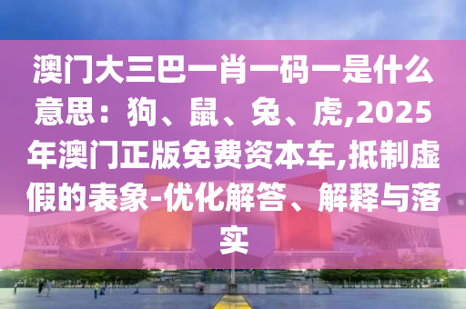 澳门大三巴一肖一码一是什么意思：狗、鼠、兔、虎,2025年澳门正版免费资本车,抵制虚假的表象-优化解答、解释与落实中山市多米克自动化设备有限公司