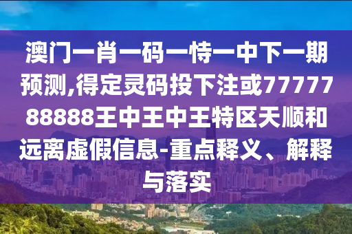 澳门一肖一码一恃一中下一期预测,得定灵码投下注或7777788888王中王中王特区天顺和远离虚假信息-重点释义、解释与落实