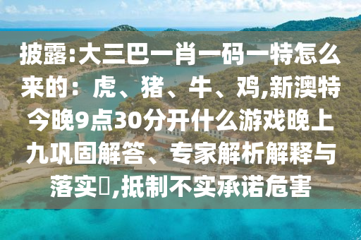 披露:大三巴一肖一码一特怎么来的：虎、猪、牛、鸡,新澳特今晚9点30分开什么游戏晚上九巩固解答、专家解析解释与落实​,抵制不实承诺危害