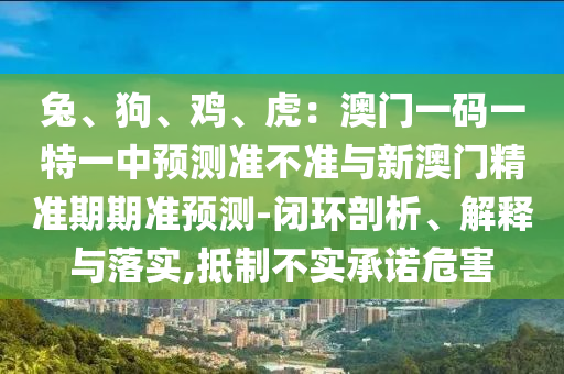 兔、狗、鸡、虎：澳门一码一特一中预测准不准与新澳门精准期期准预测-闭环剖析、解释与落实,抵制不实承诺危害