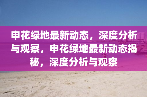 申花绿地最新动态,深度分析与观察,申花绿地最新动态揭秘,深度分析与观察