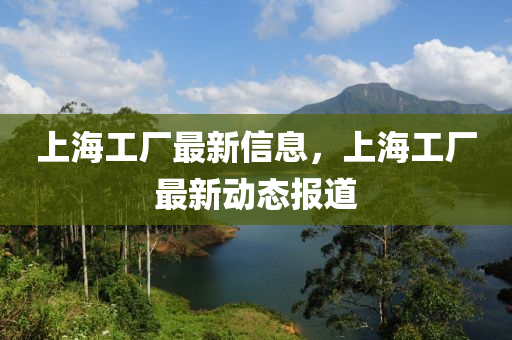 上海工厂最新信息,上海工厂最新动态报道