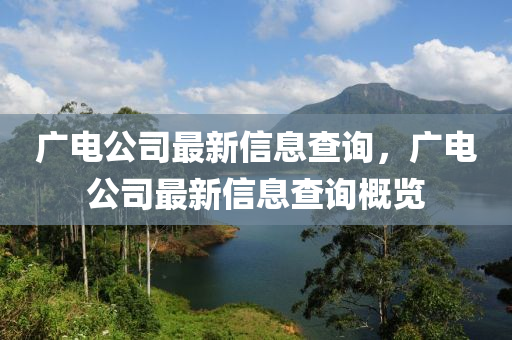 广电公司最新信息查询,广电公司最新信息查询概览