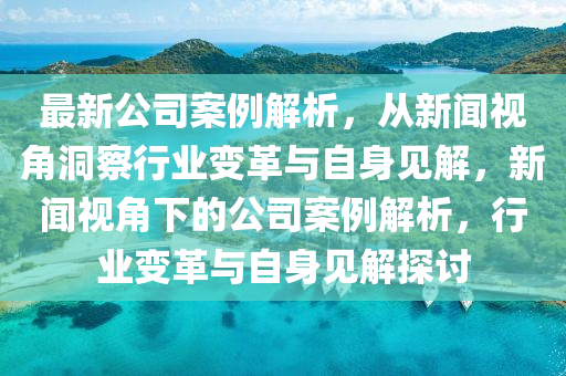 最新公司案例解析,从新闻视角洞察行业变革与自身见解,新闻视角下的公司案例解析,行业变革与自身见解探讨