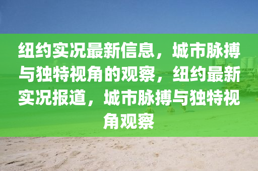 纽约实况中山市多米克自动化设备有限公司最新信息，城市脉搏与独特视角的观察，纽约最新实况报道，城市脉搏与独特视角观察